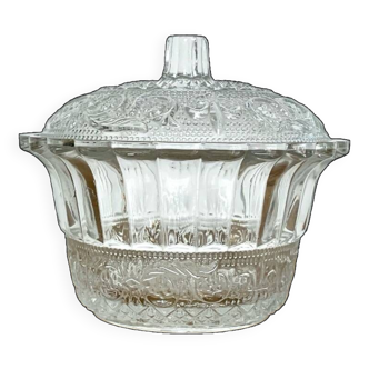Vintage chiseled glass sugar bowl