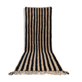 Handmade traditional Beni Ouarain carpet, white and black, 75/300.