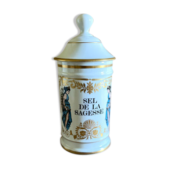 Pharmacy pot "Salt of wisdom" in Limoges porcelain
