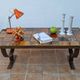 Vintage coffee table "Moulin de la roue" Vallauris in glazed ceramic and forged metal