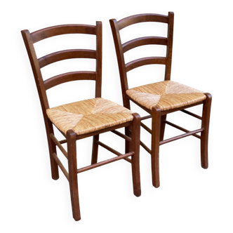 2 chaises bois massif et paillées