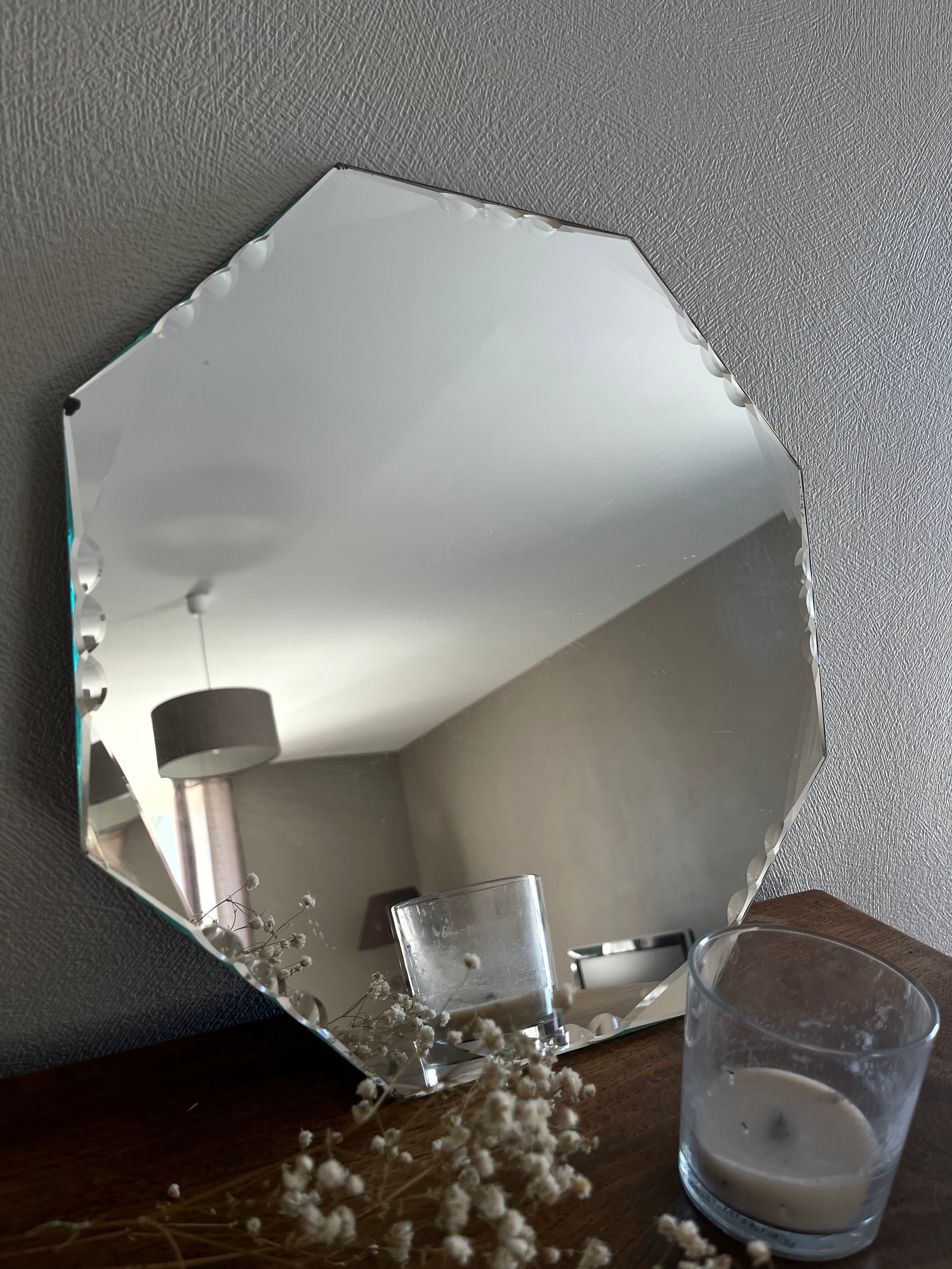 Octagonal beveled mirror 35 x 35 cm