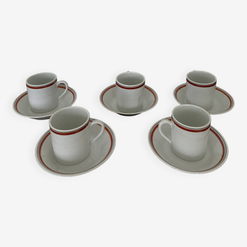 Vintage bistro coffee and espresso cups 5 - Auteuil porcelain - creation by Jacques Lobijoy - b