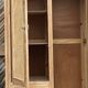 Vintage antique wardrobe in raw wood and cane: hanging space + shelves