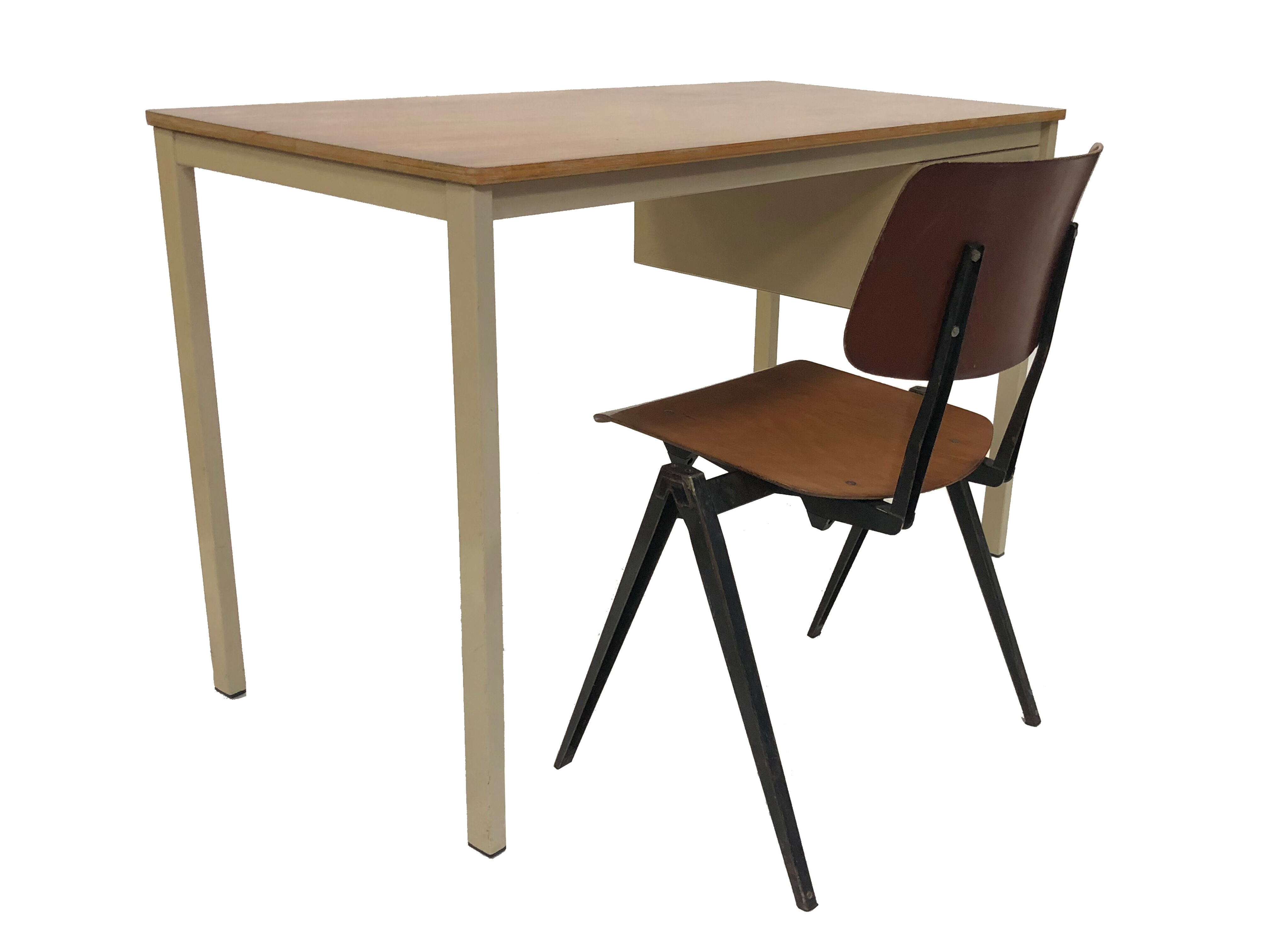 Bureau vintage avec chaise Marko & Galvanitas années 60 Pays-Bas
