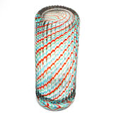 Ribbed Murano glass vase with half filigree decoration