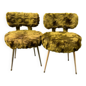 Paire de chaises moumoute vintage - Pelfran