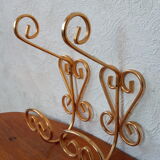 Pair of vintage gold coat hooks