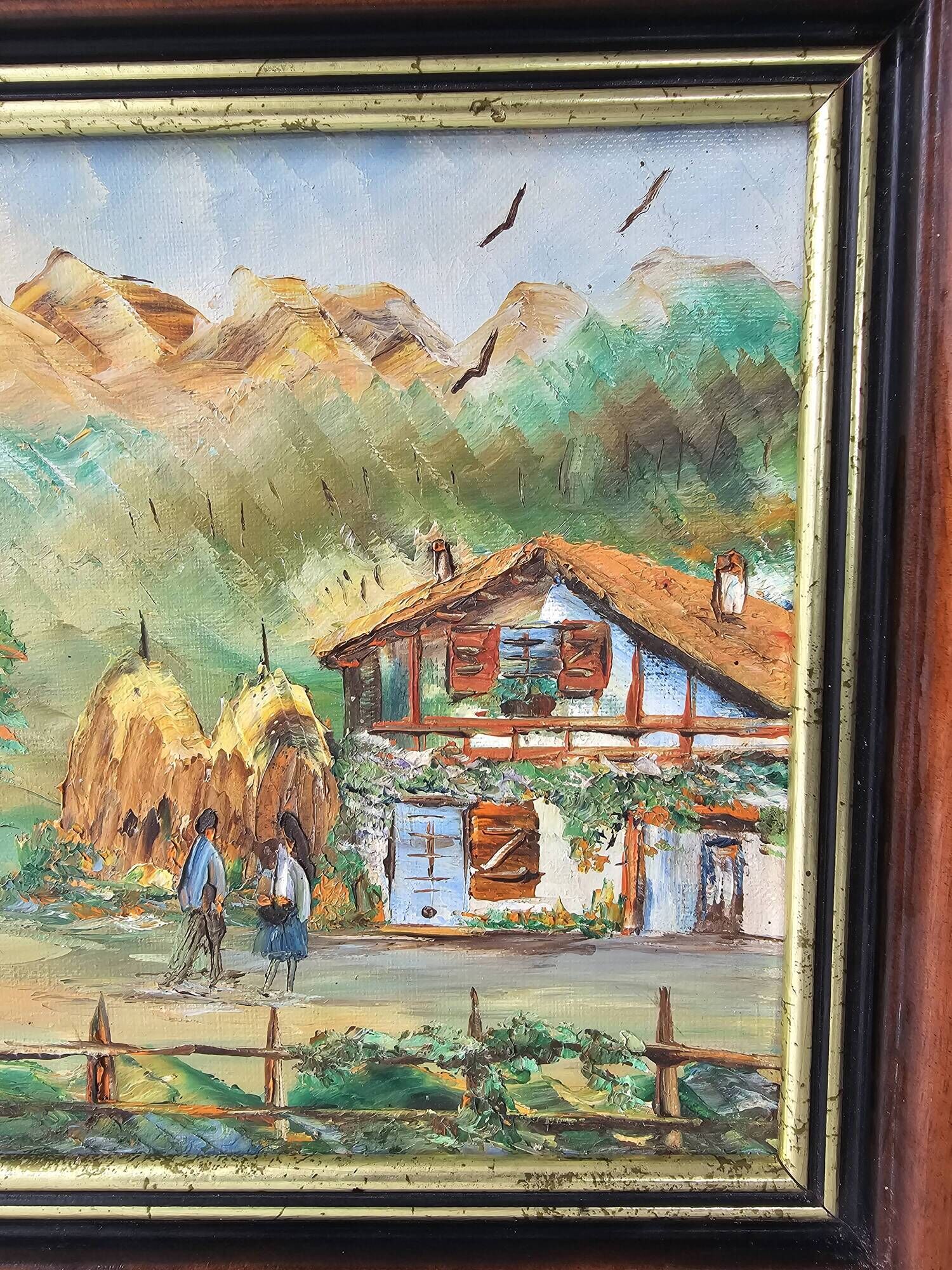 Tableau Huile sur Toile Ferme du pays Basque signé Gil Valota