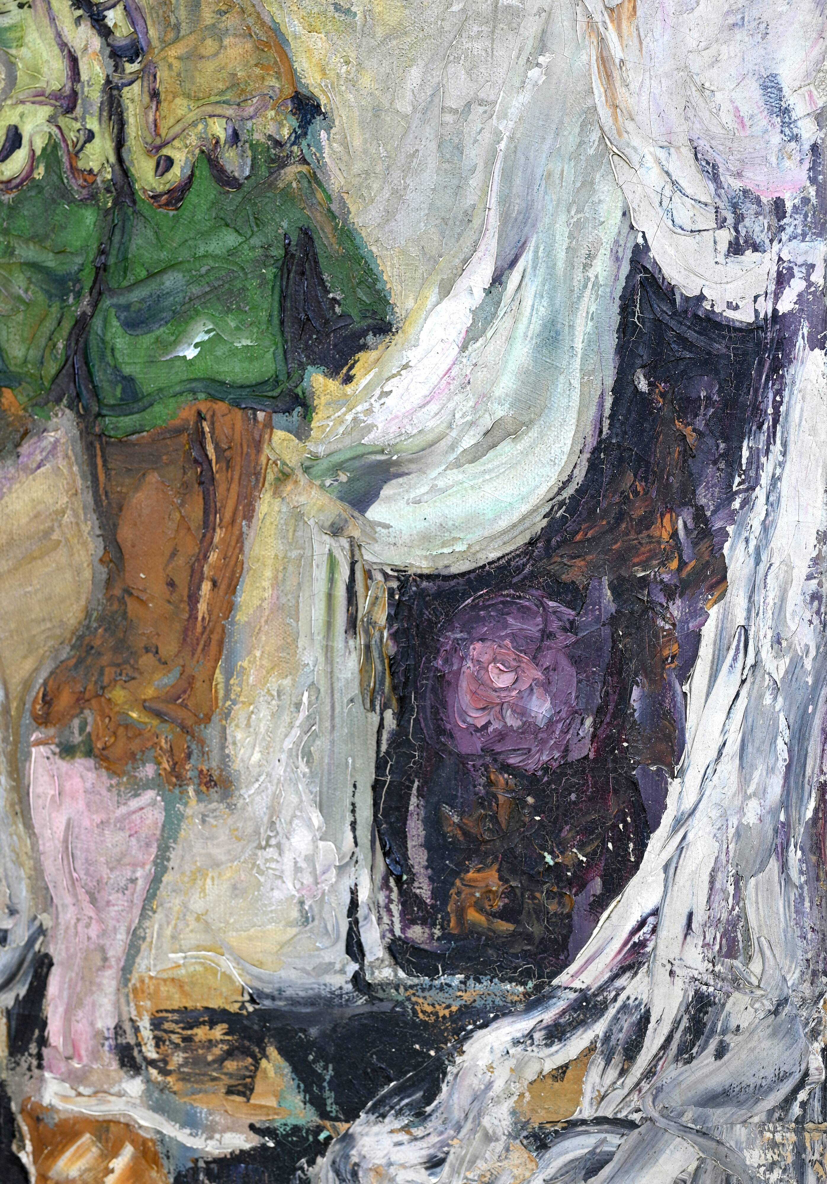 Tableau ancien Arlequin dansant