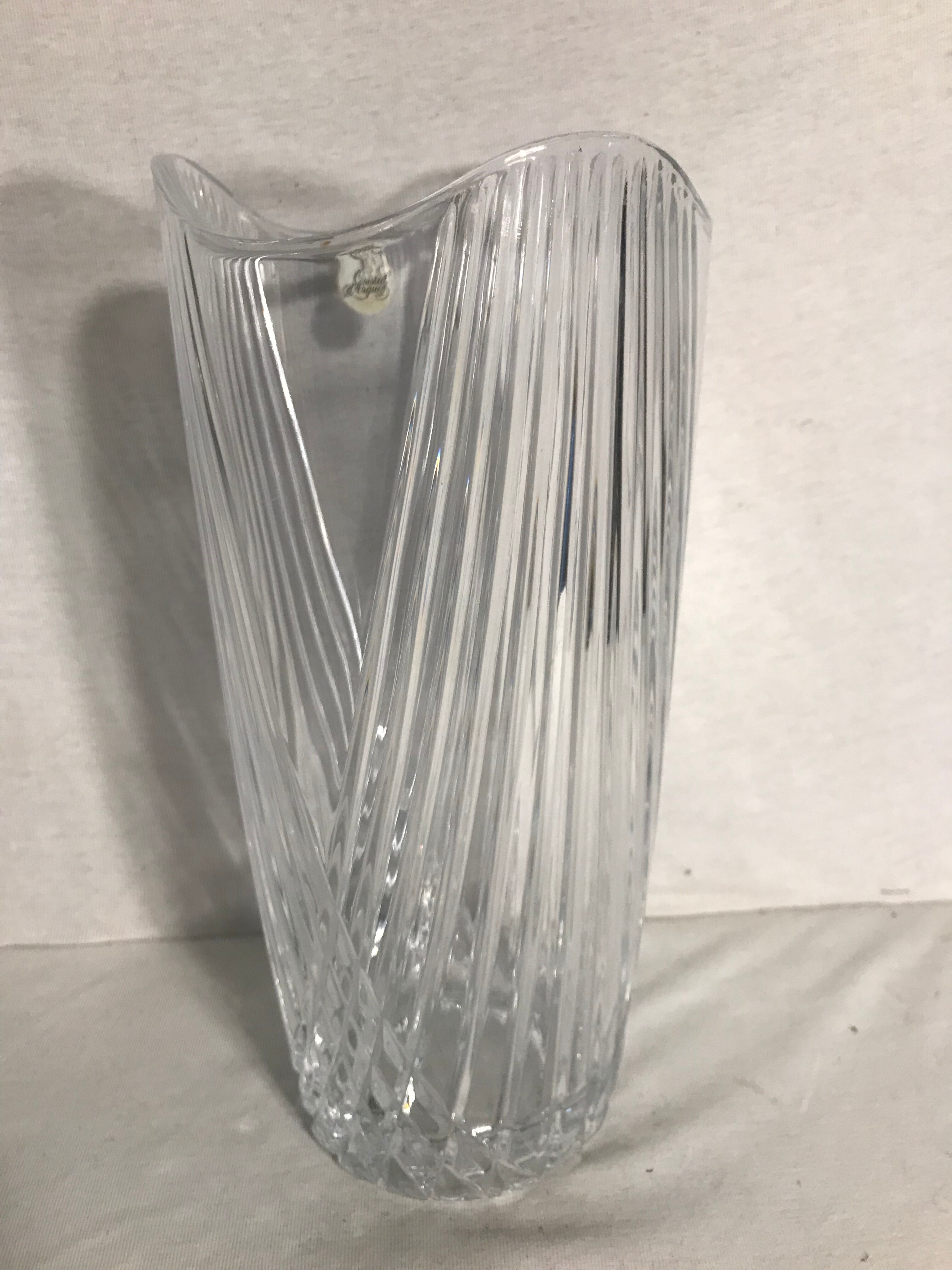 Old vase glass of cristal d'arques made in France decoration vintage