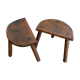 Duo of tripod oak stools
