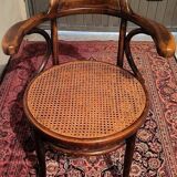 Fauteuil de bureau en bois massif courbé ancien vintage C.1900