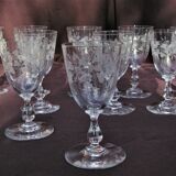 Set 11 Port Glasses White Wine Art Nouveau Crystal engraved Liseron