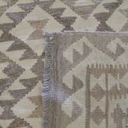 Beige cream scandinavian style kilim handmade flat-woven wool area rug- 198x155cm