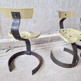 Unique set of 4 metal tractor seat chairs, 1990