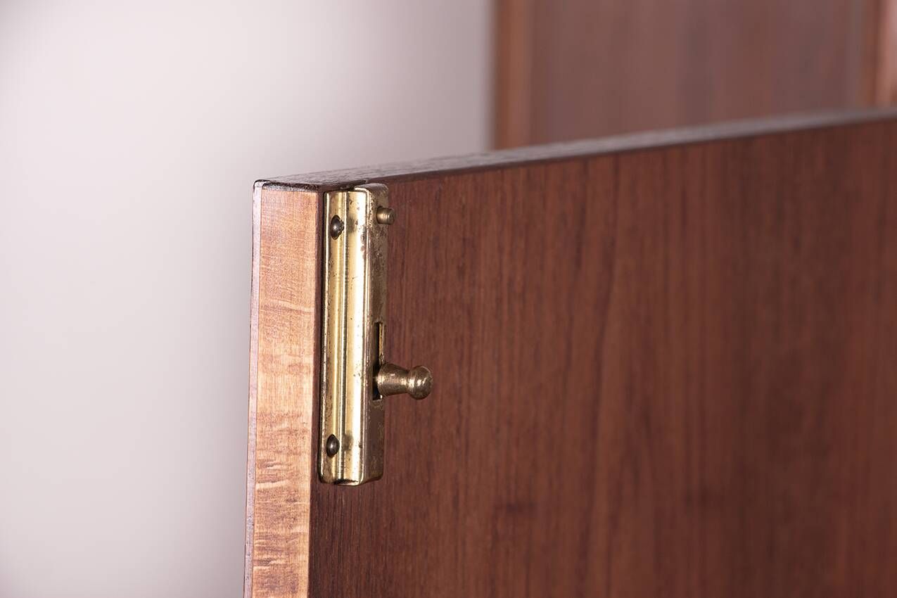 Swedish High Cabinet, Teak, Beech, Brass model Napoli, David Rosen 1960.