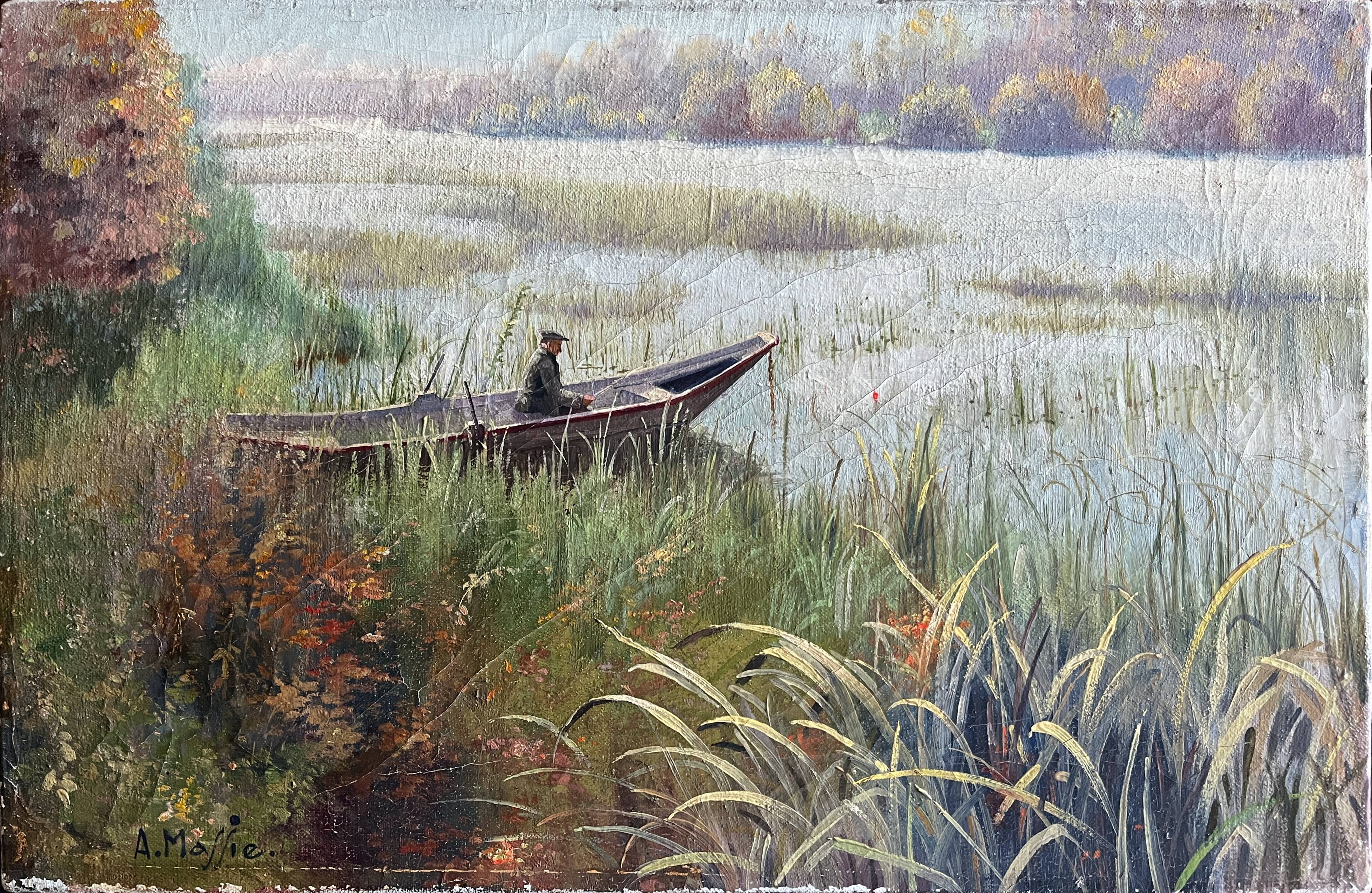 HST painting "The Fisherman" signed A. Maffié early 20th century