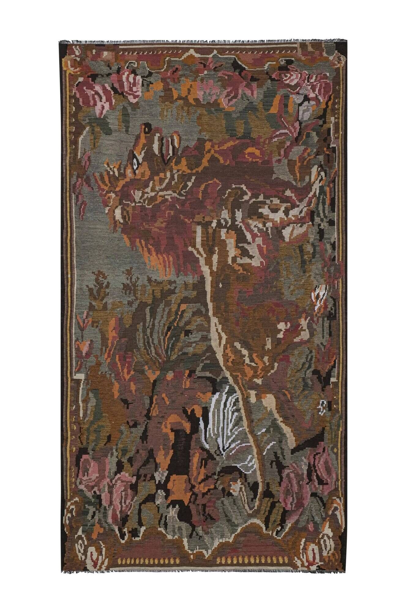Vintage Turkish kilim, handwoven, 195x348 cm.