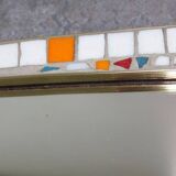 Mosaic and brass mirror, free form, Holland, 50's.