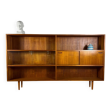 Vintage Clausen & Son teak bookcase with glass doors, Denmark 1960