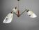 1950s Mid-Century French Glass, Brass & Teak 3-Arm Chandelier