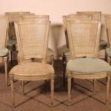 Set Of 12 Louis XVI Style Chairs In Polychrome Wood - 19th Century