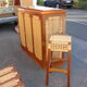 Mahogany and straw bar, made in Mexico around 1950
