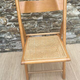 80s wooden and cane folding chair