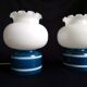 Pair of duck blue and white opaline lamps