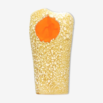 Vase with 2 orange inlays with speckled décor annee 1970 vintage vallauris