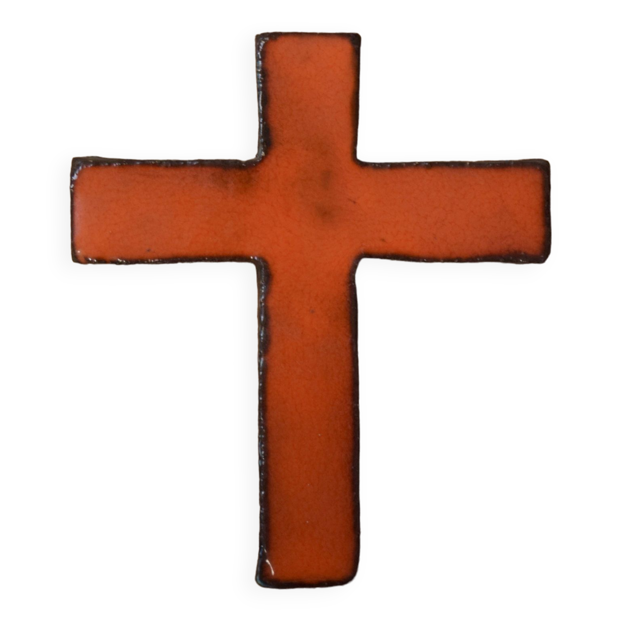 Orange glazed ceramic cross