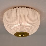 Large striped glass ceiling lamp in brass, Limburg, Germany, 1970s.