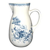 Antique blue FONTANGES pitcher in Sarreguemines earthenware U&C