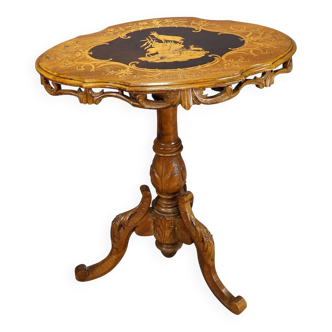 Edelweiss marquetry side table Brienz Switzerland 1900