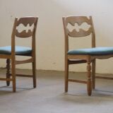 1960s Danish brutalist oak Razorblade dining chairs attributed to Henning Kjærnulf