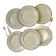 6 flat plates in speckled beige stoneware Tulowice Poland 1970
