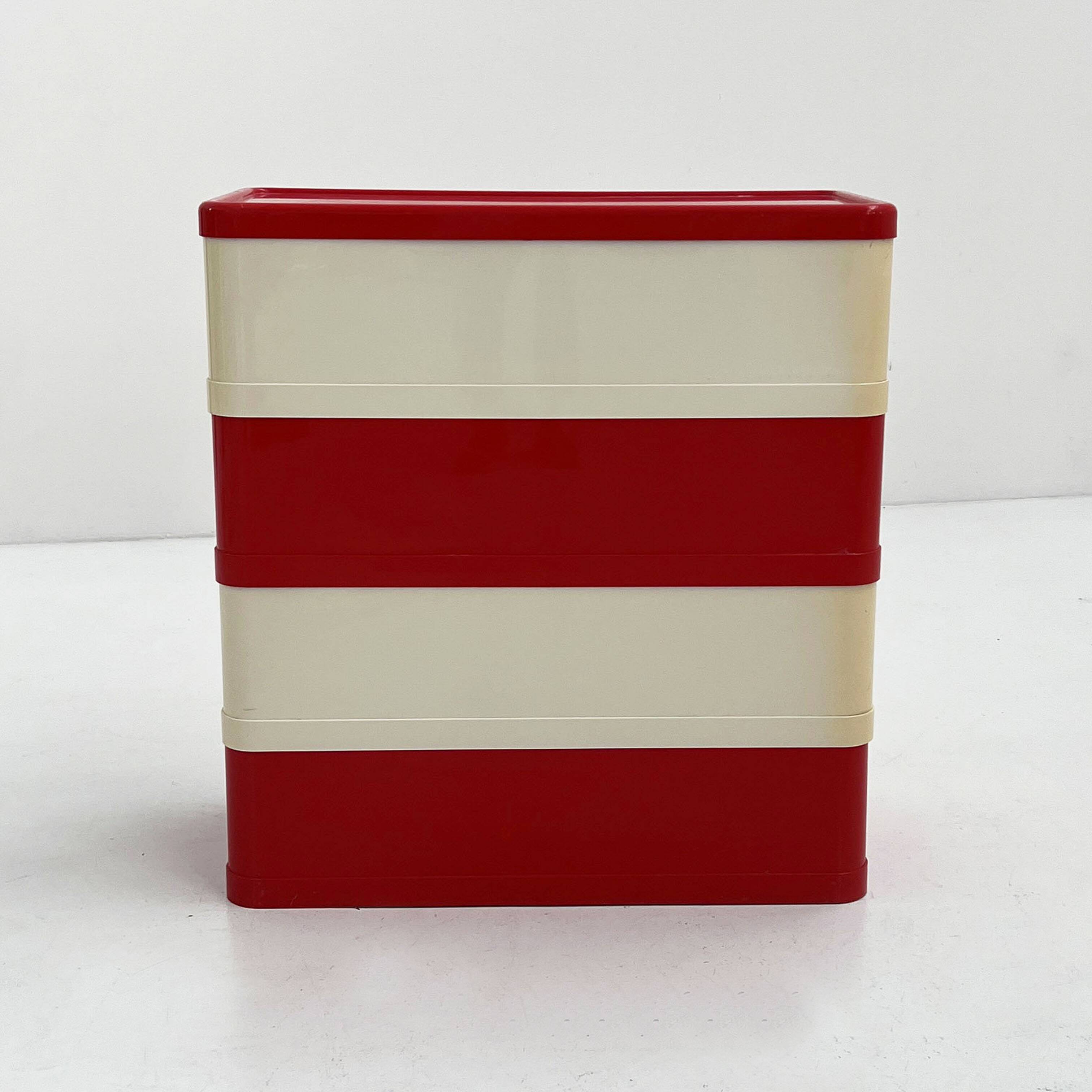 White and red cabinet model “4964” by Olaf Von Bohr for Kartell, 1970