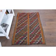Vintage Turkish Oushak Handmade Wool Cotton Orange Kilim Area Rug 85x130