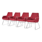Red "Mirja" armchairs by Bruno Mathsson for Bruno Mathsson International, set of 4, 2003.