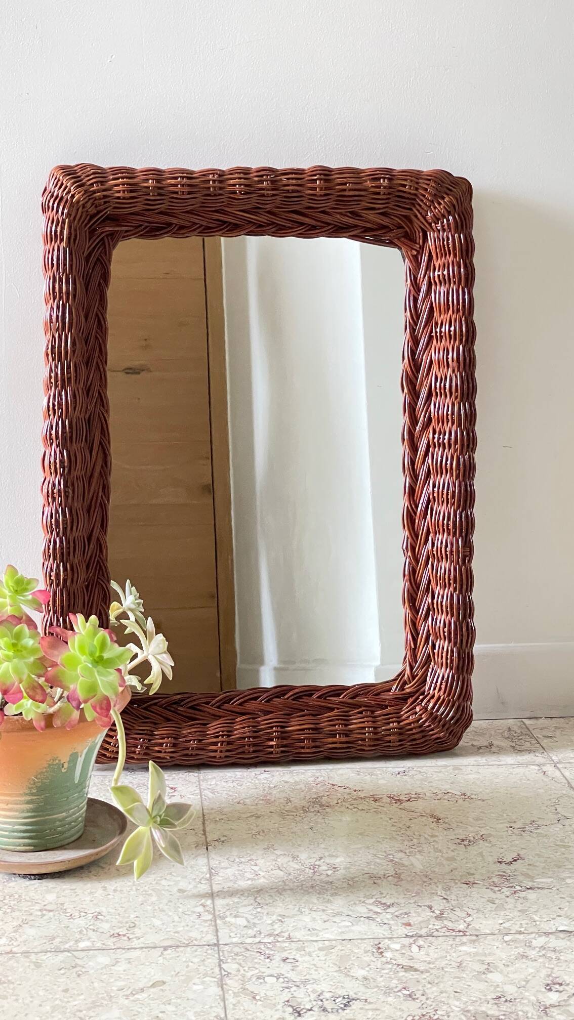 VINTAGE Rattan MIRROR
