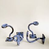 Set of painted cast iron industrial coat hooks