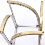 Round Brass and Steel Dining Table by Romeo Rega with Glass Top