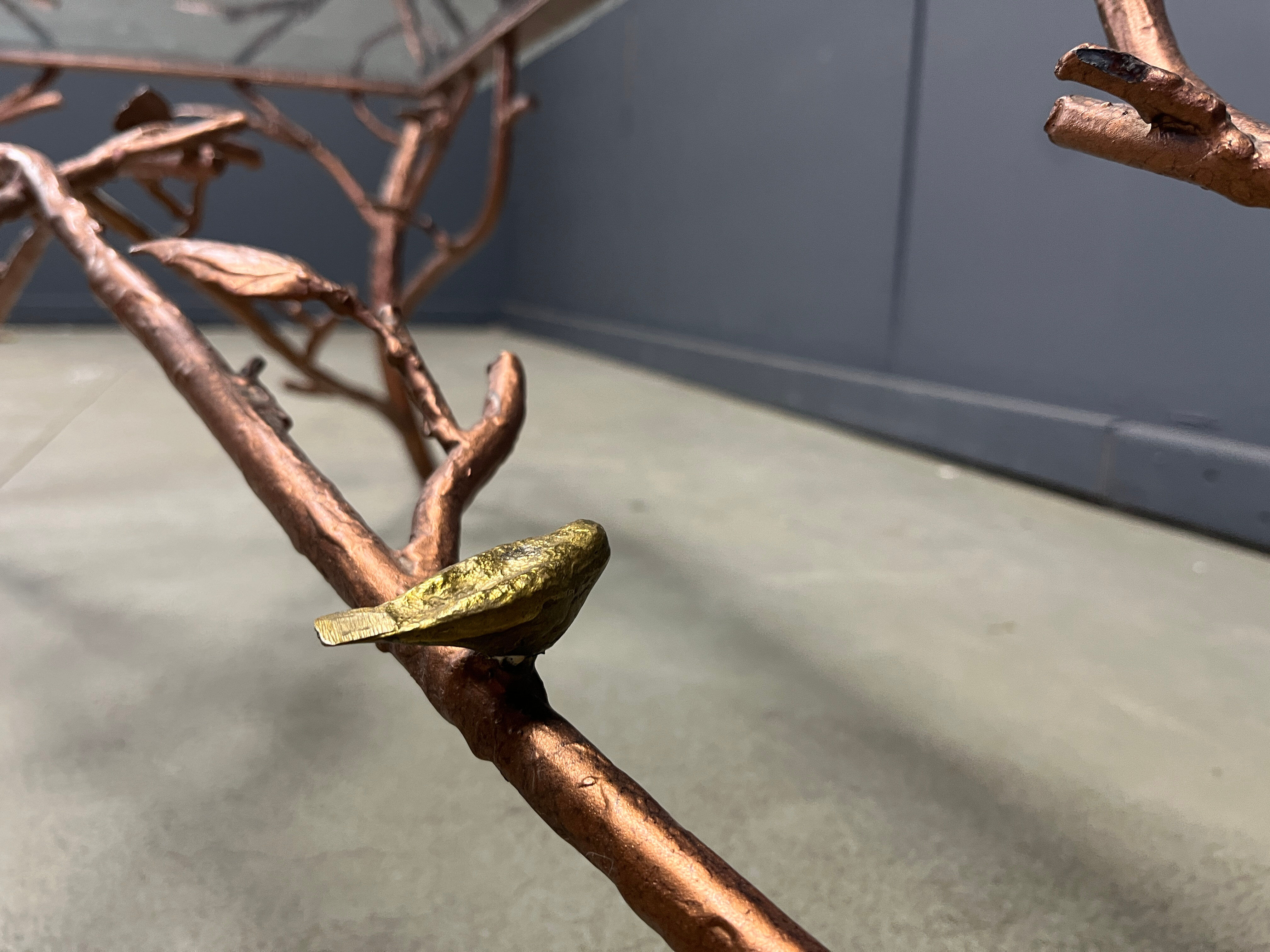 Vintage hand crafted wrought iron tree branches cocktail table, 1970s