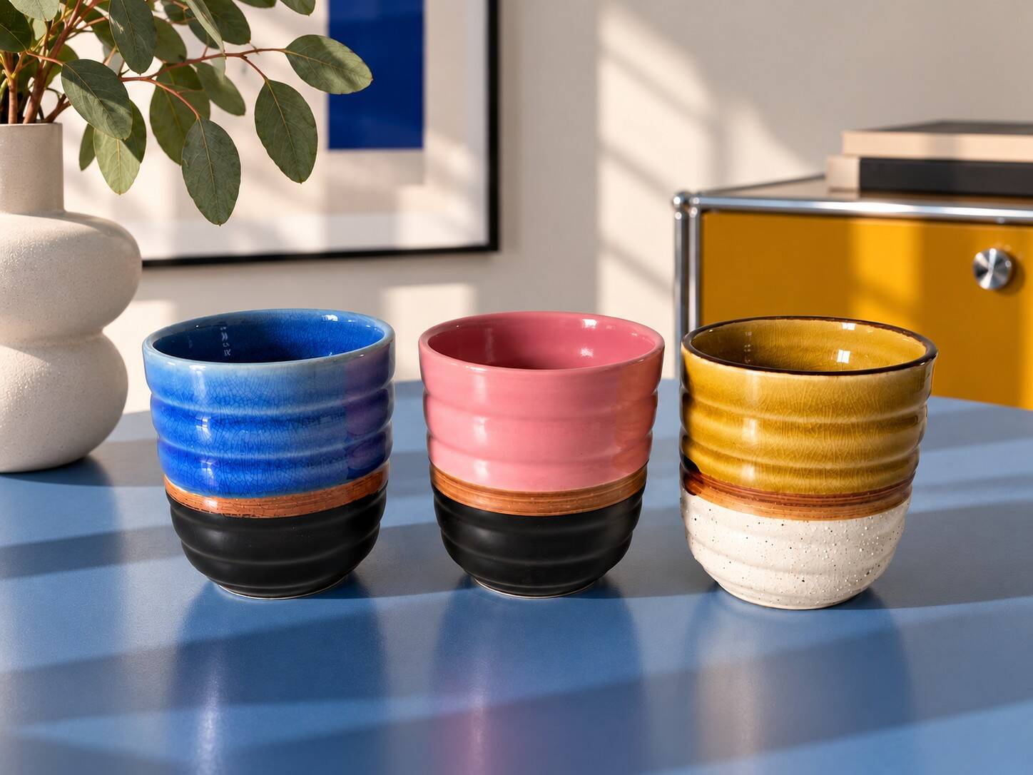 Ceramic cup trio