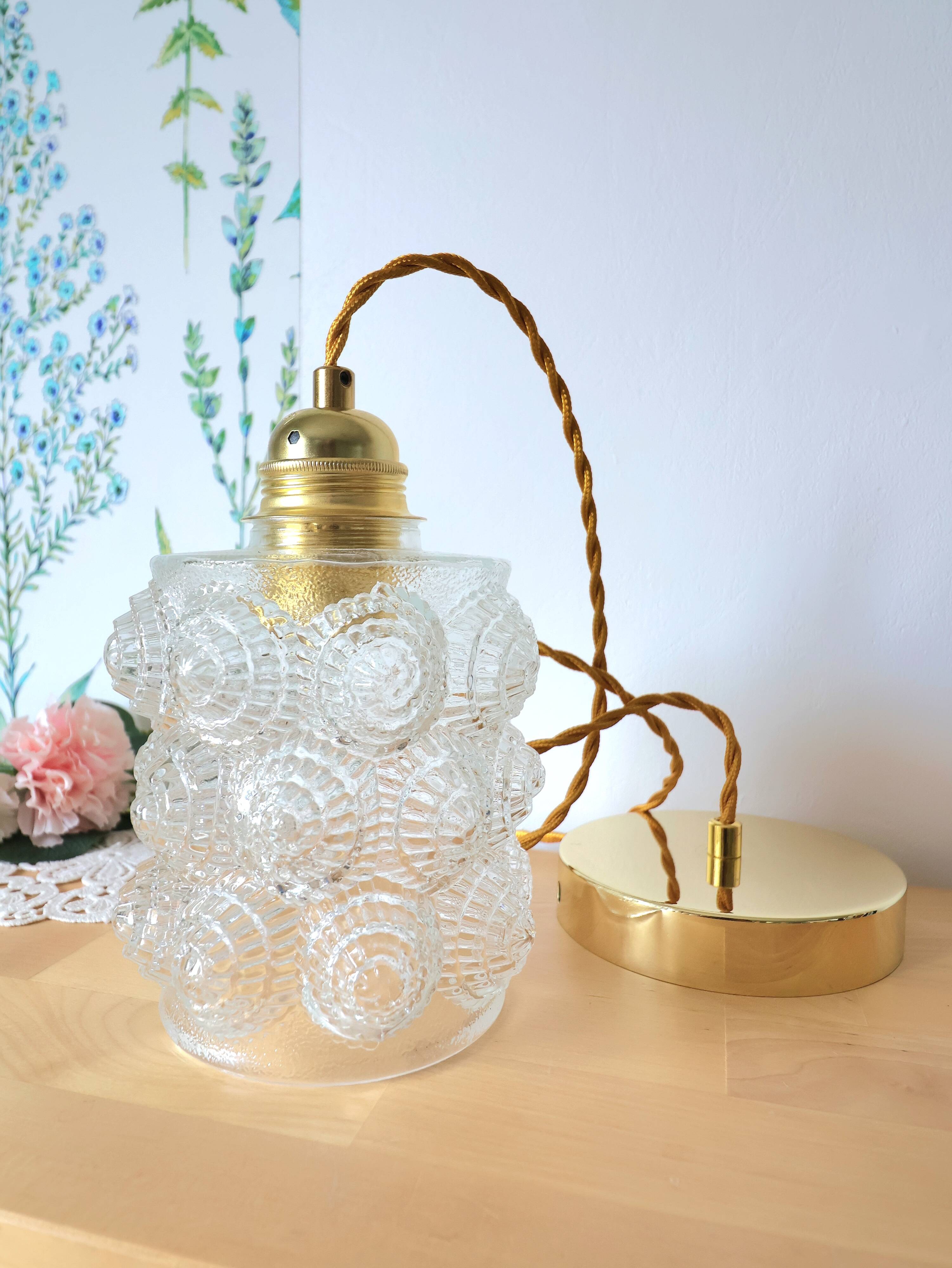 Vintage Scandinavian textured glass pendant — 1960s-70s