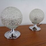 Glass Bubble Table Lamps, 1970s, Set of 2