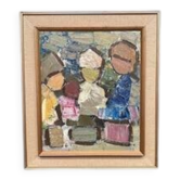 Original Swedish oil on canvas - "Family" by Gösta Flack - Signed - vintage and framed