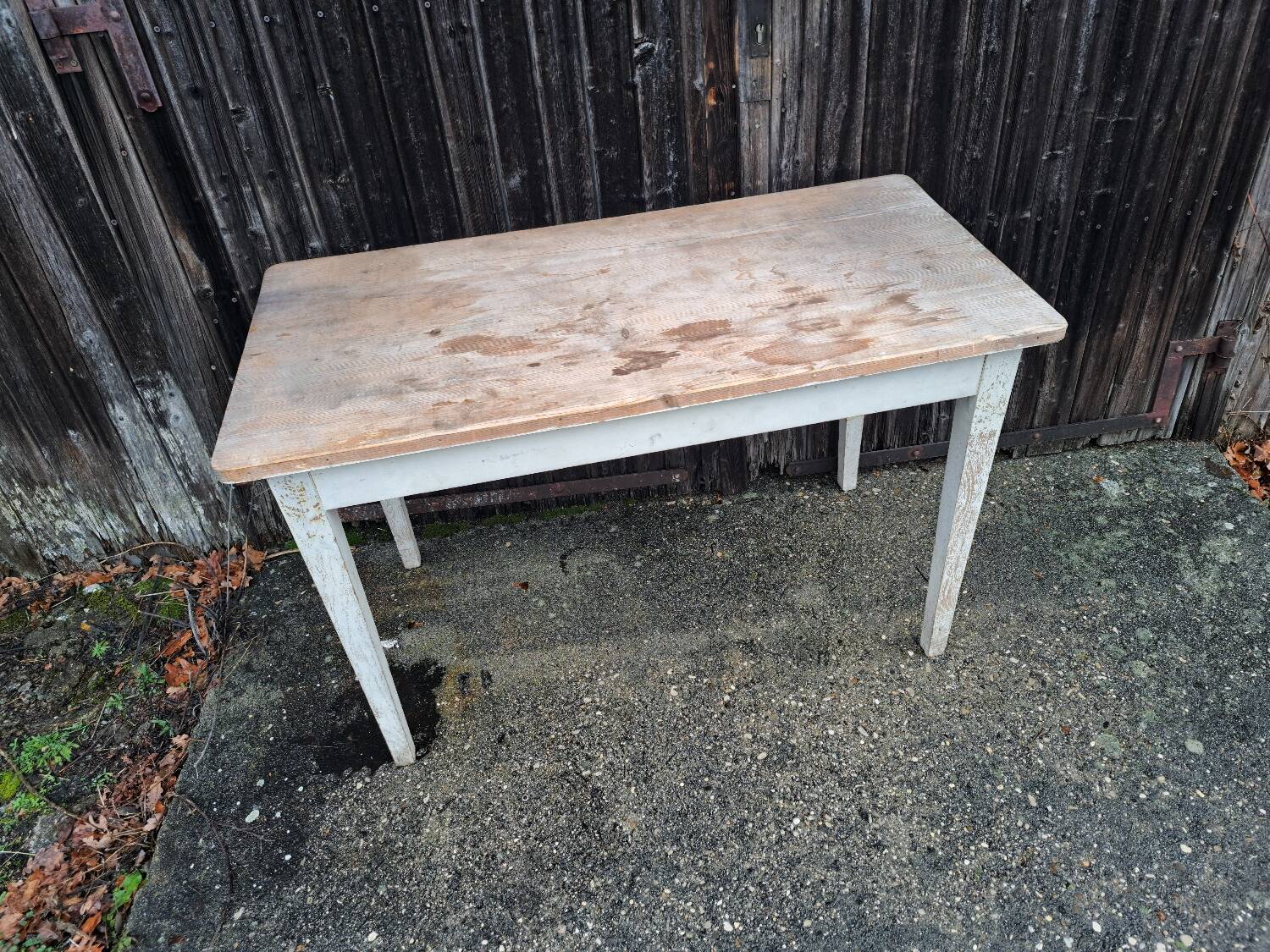 Old wooden bistro table