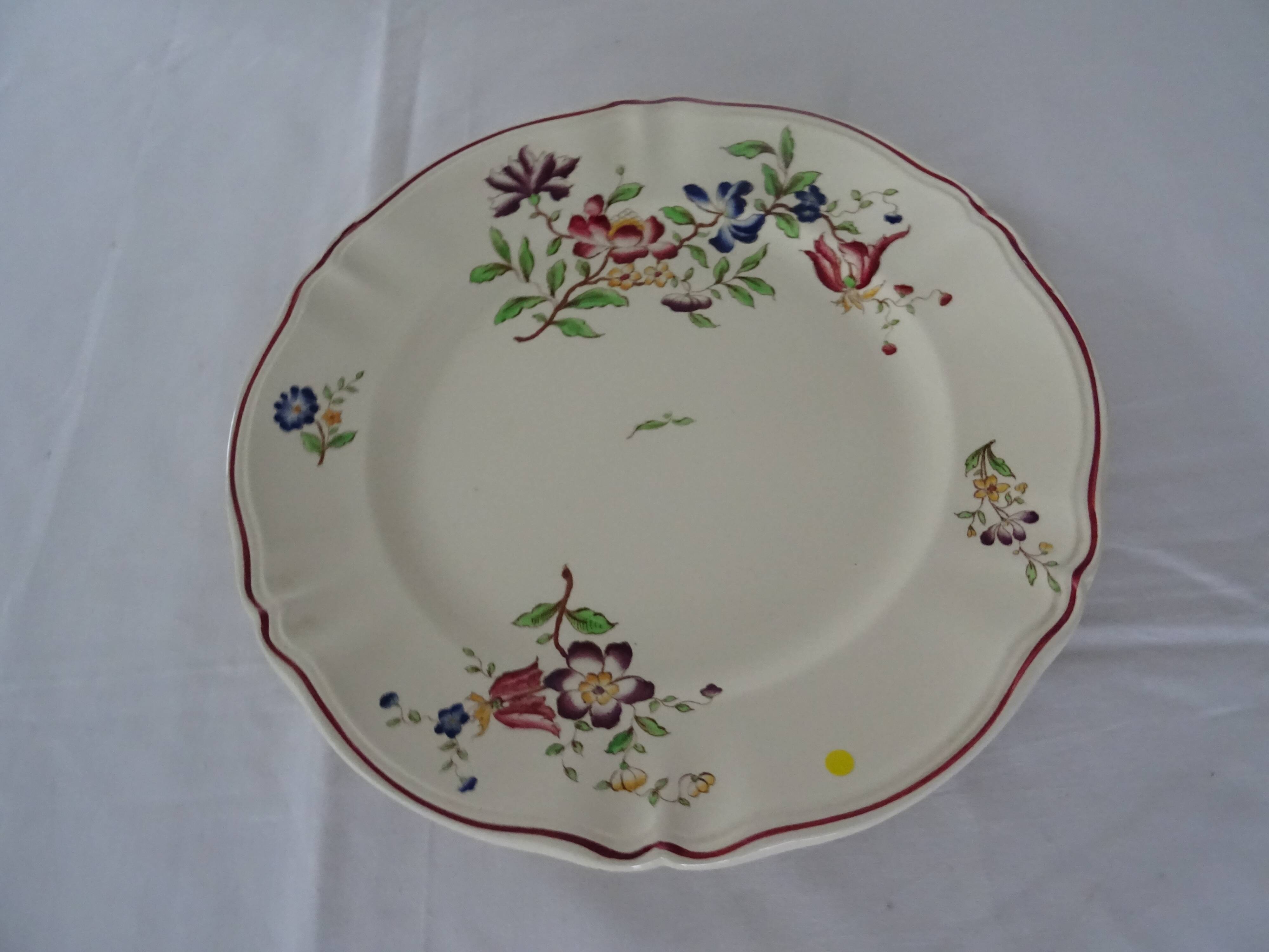 Large dish Sarreguemines 513112 faience old flowers STRASBOURG